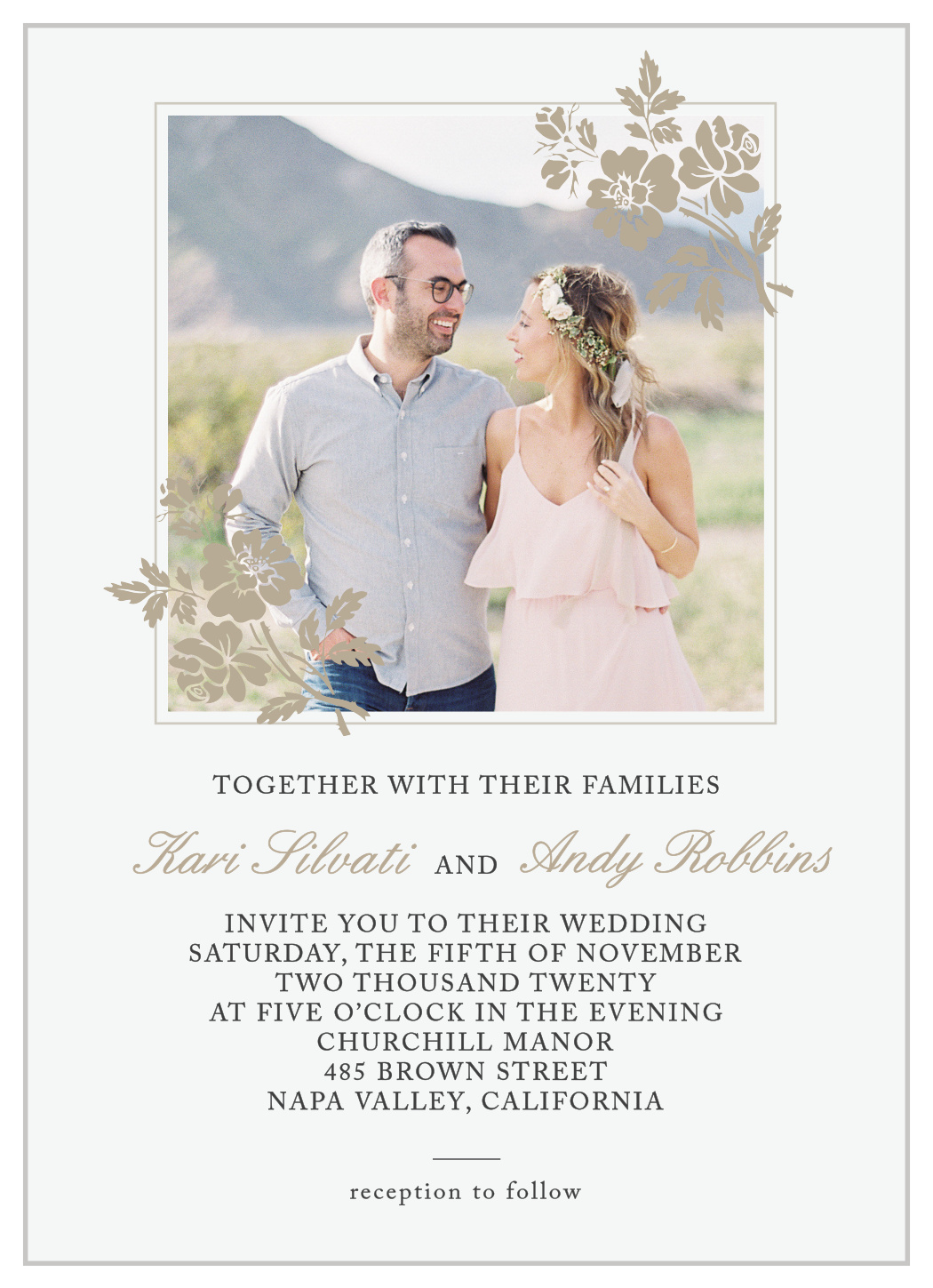 Rose Stamped Wedding Invitations