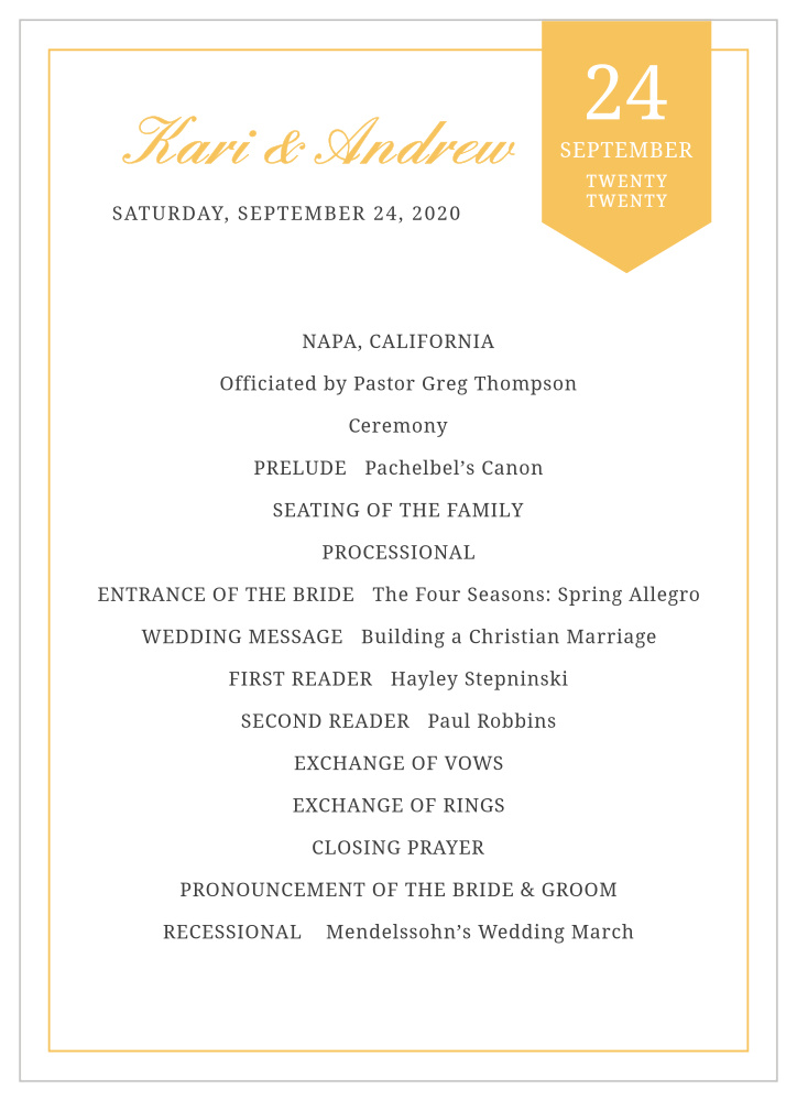 Brilliant Banner Wedding Programs