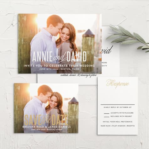 Traditional Script Photo Wedding Invitations
