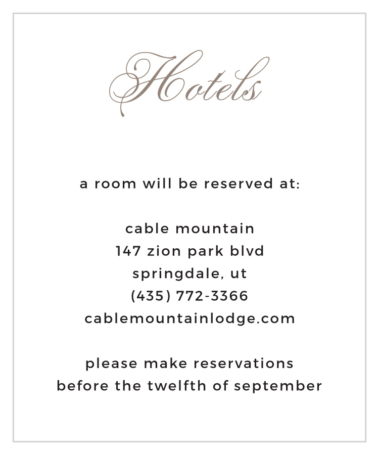 Exquisite Class Accommodation Cards