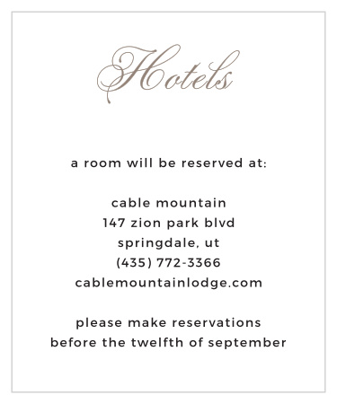 Exquisite Class Accommodation Cards