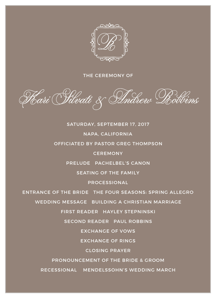 Exquisite Class Wedding Programs