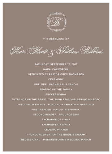 Exquisite Class Wedding Programs