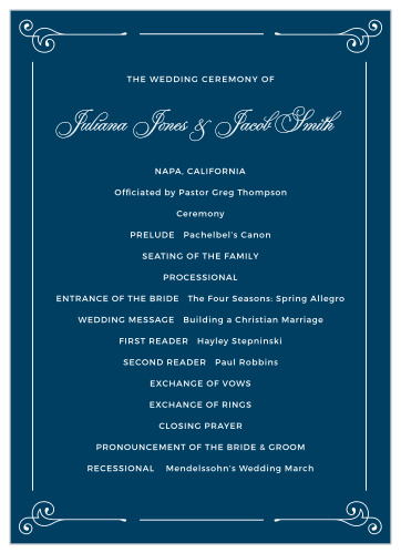 Keep your ceremony on track with the Contemporary Frame Wedding Programs. 