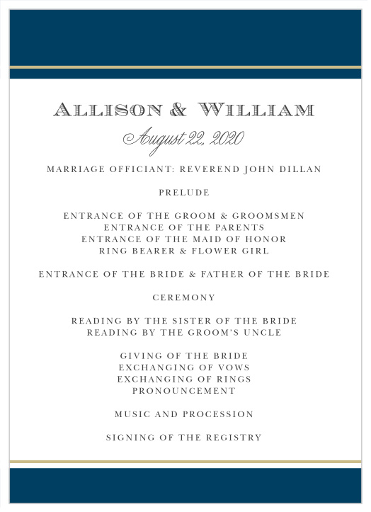 Snapshot Script Wedding Programs