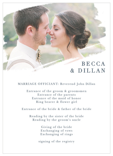 The Brushstroke Bliss Wedding Programs organize your ceremony with elegant simplicity. 