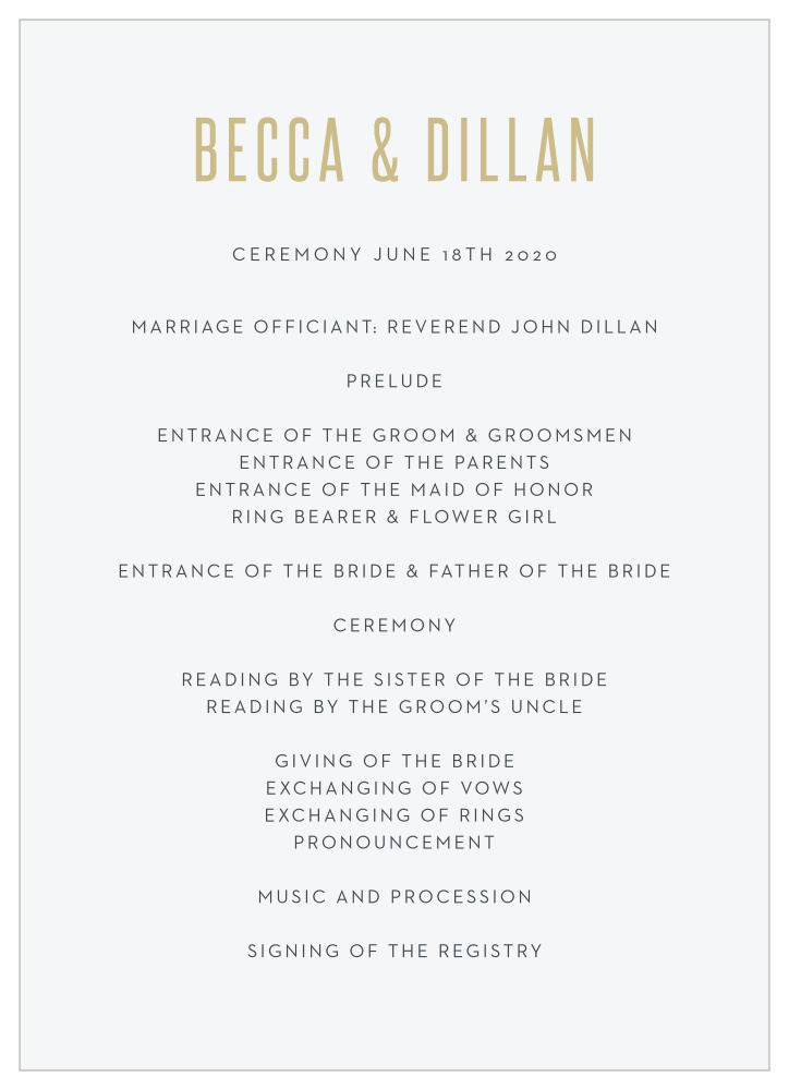 Classy Confetti Wedding Programs