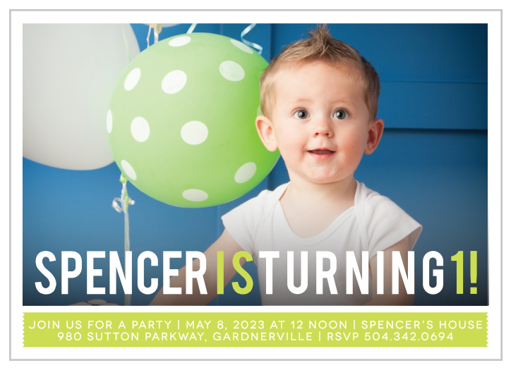 Show off your little guy with the Simply Photogenic Boy First Birthday Invitations.