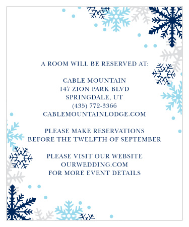 Shimmering Snowflakes Accommodation Cards