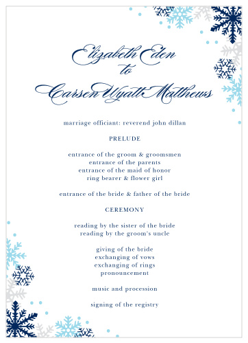 Shimmering Snowflakes Wedding Programs