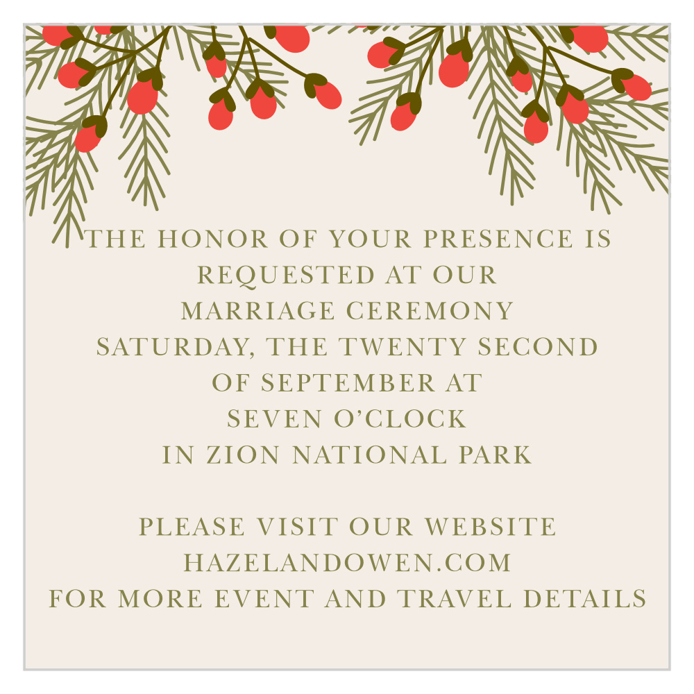 Pine Berries Ceremony Cards