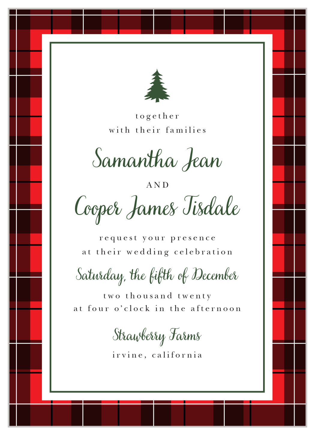 Cozy Plaid Wedding Invitations