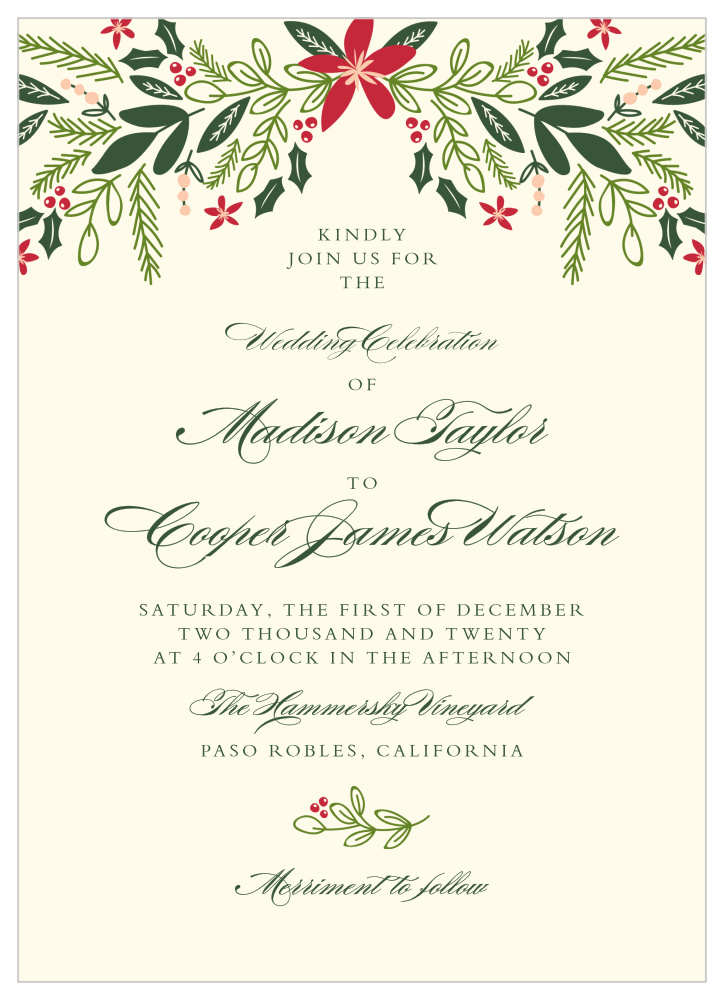 Holiday Bough Wedding Invitations