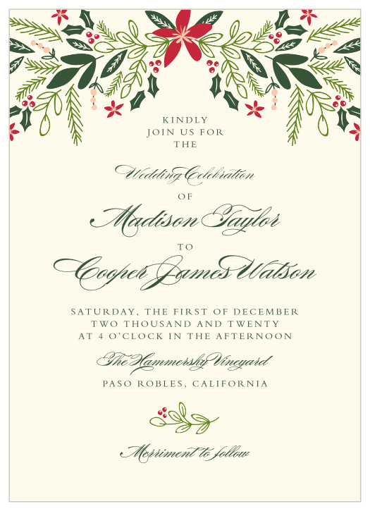 Holiday Bough Wedding Invitations