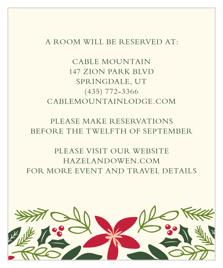Holiday Bough Accommodation Cards