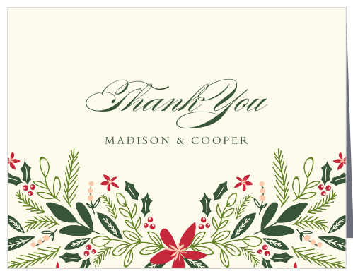 Holiday Bough Wedding Thank You Cards