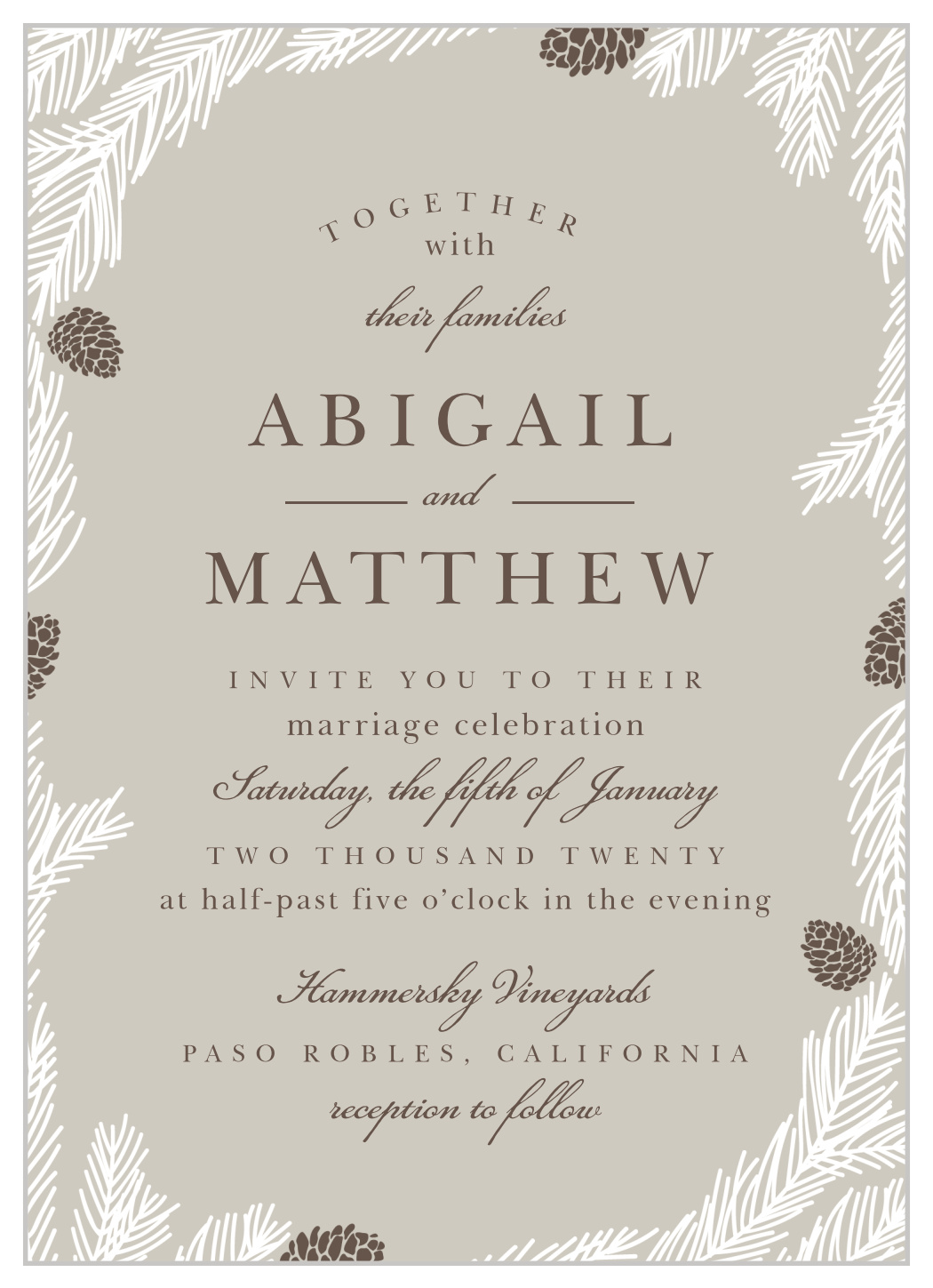 Pretty Pinecones Wedding Invitations