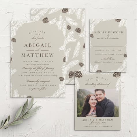 Pretty Pinecones Wedding Invitations