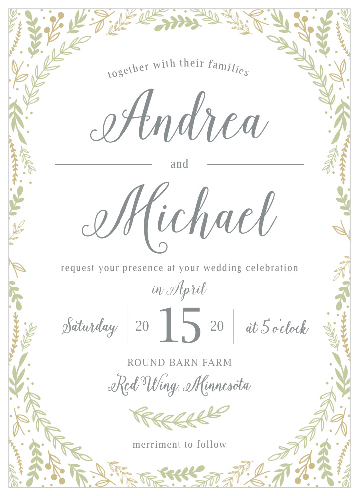 Romantic Evergreen Wedding Invitations
