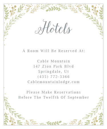 Romantic Evergreen Accommodation Cards