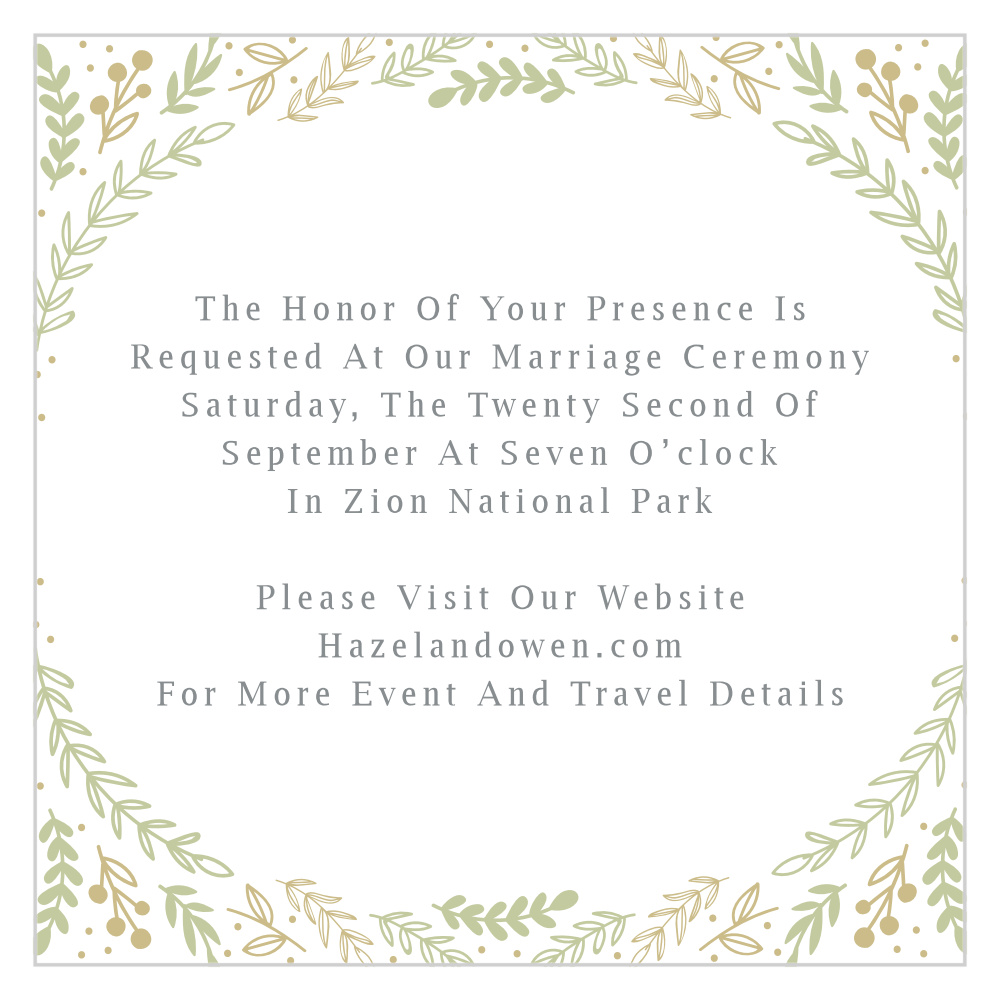 Romantic Evergreen Ceremony Cards