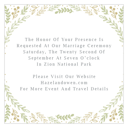 Romantic Evergreen Ceremony Cards