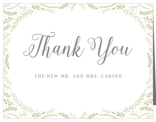 Romantic Evergreen Wedding Thank You Cards