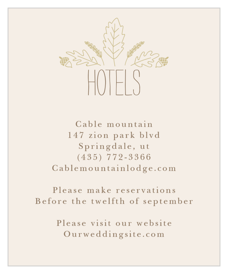 Elegant Autumn Accommodation Cards