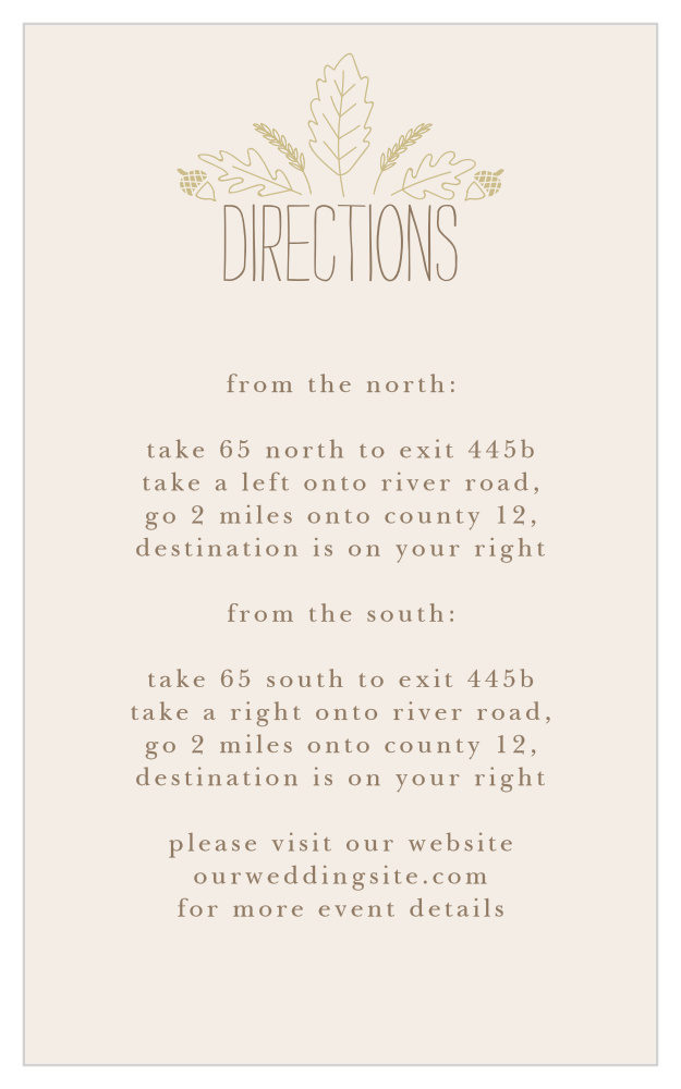 Elegant Autumn Direction Cards