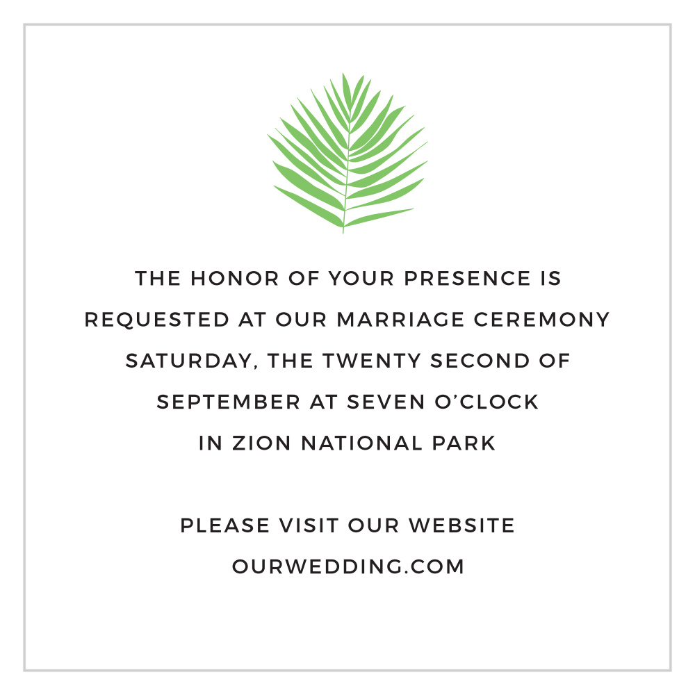 Tropical Palm Ceremony Cards