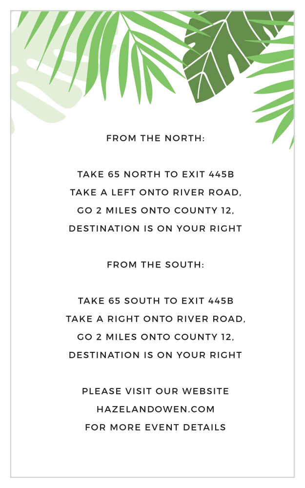Tropical Palm Direction Cards