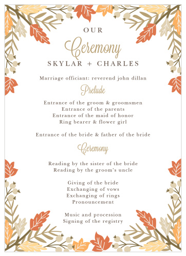 Falling Leaves Wedding Programs