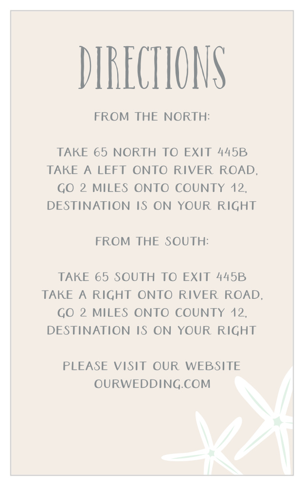 Starfish Beach Direction Cards