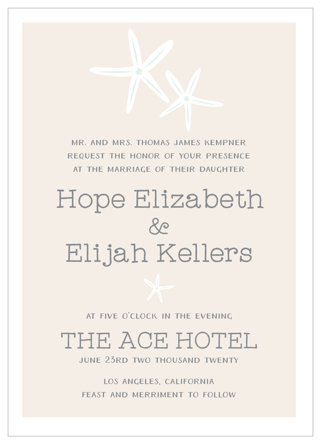Starfish Beach Wedding Invitations