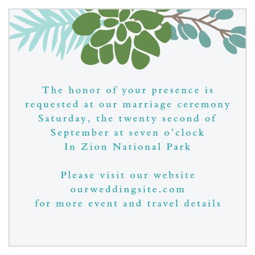 Pretty greenery graces the top of the Sunny Succulents Ceremony Cards. 