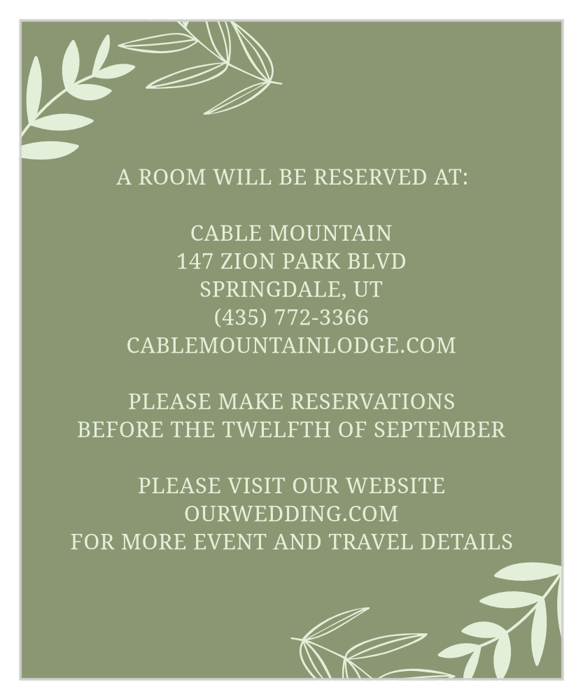 Secret Garden Accommodation Cards