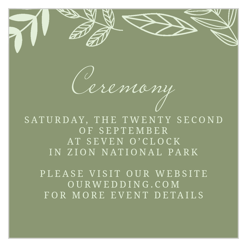 Secret Garden Ceremony Cards