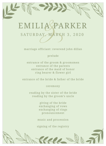 Secret Garden Wedding Programs