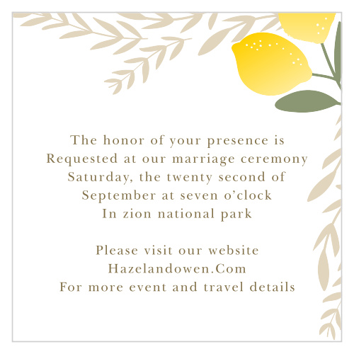Summer Citrus Ceremony Cards
