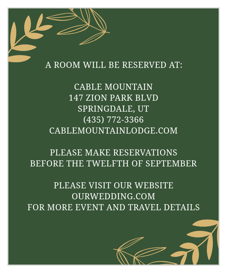 Secret Garden Foil Accommodation Cards