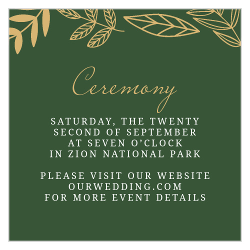 Secret Garden Foil Ceremony Cards