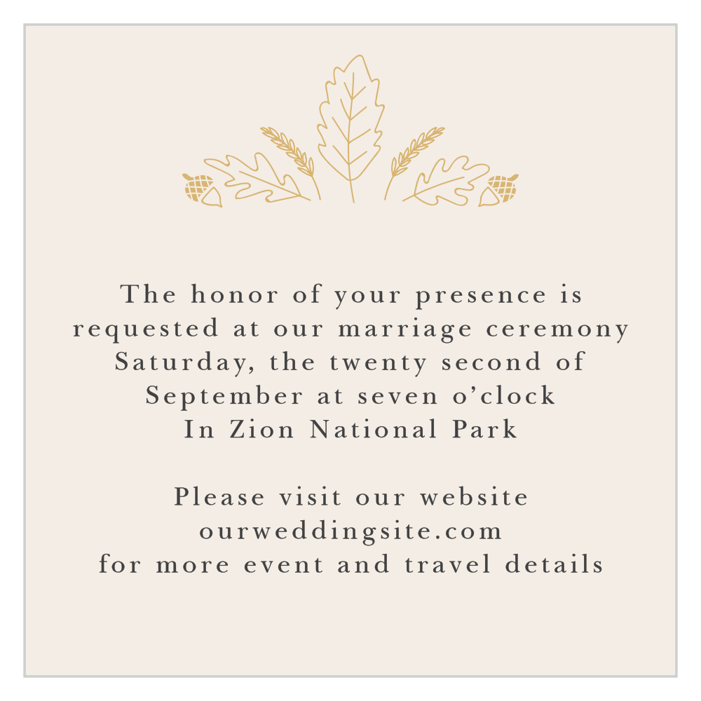 Elegant Autumn Foil Ceremony Cards