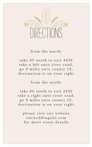 Elegant Autumn Foil Direction Cards