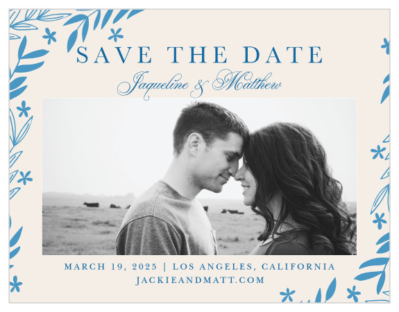 Customize the text of the Spring Garden Save-the-Date Cards with your engagement photo. 