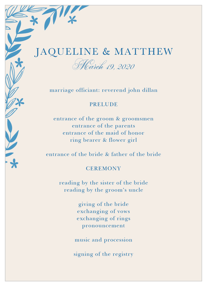 Spring Garden Wedding Programs