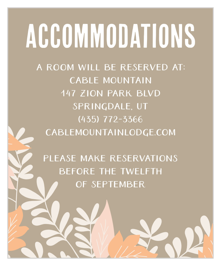 Autumn Foliage Accommodation Cards