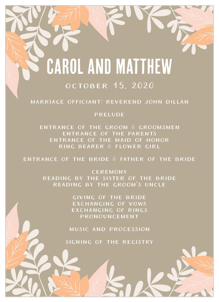 Autumn Foliage Wedding Programs