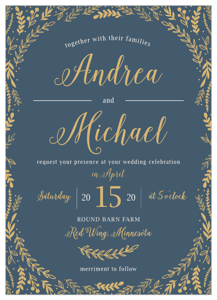 Romantic Evergreen Foil Wedding Invitations
