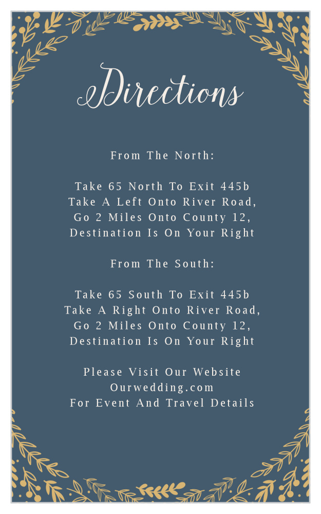 Romantic Evergreen Foil Direction Cards