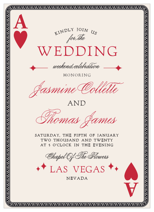 You’re betting on a winner with the Lady Luck Wedding Invitations. 